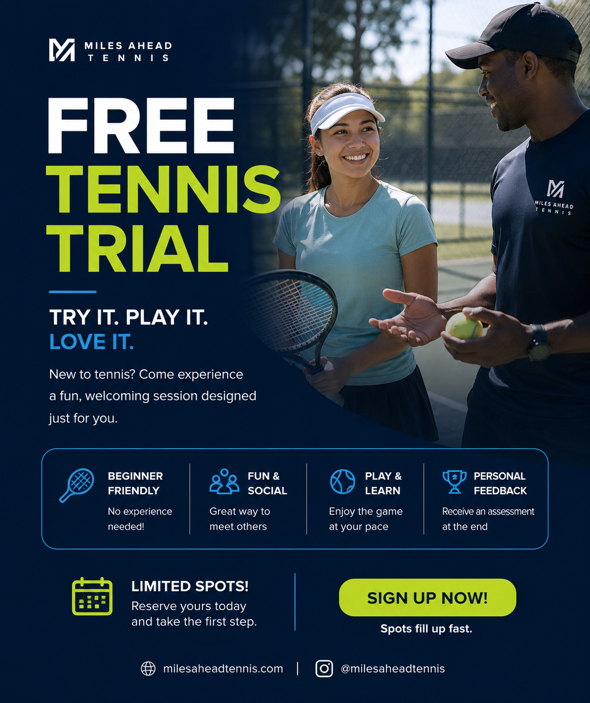 Free Beginner Tennis Game Plan Session Sundays New clients only 