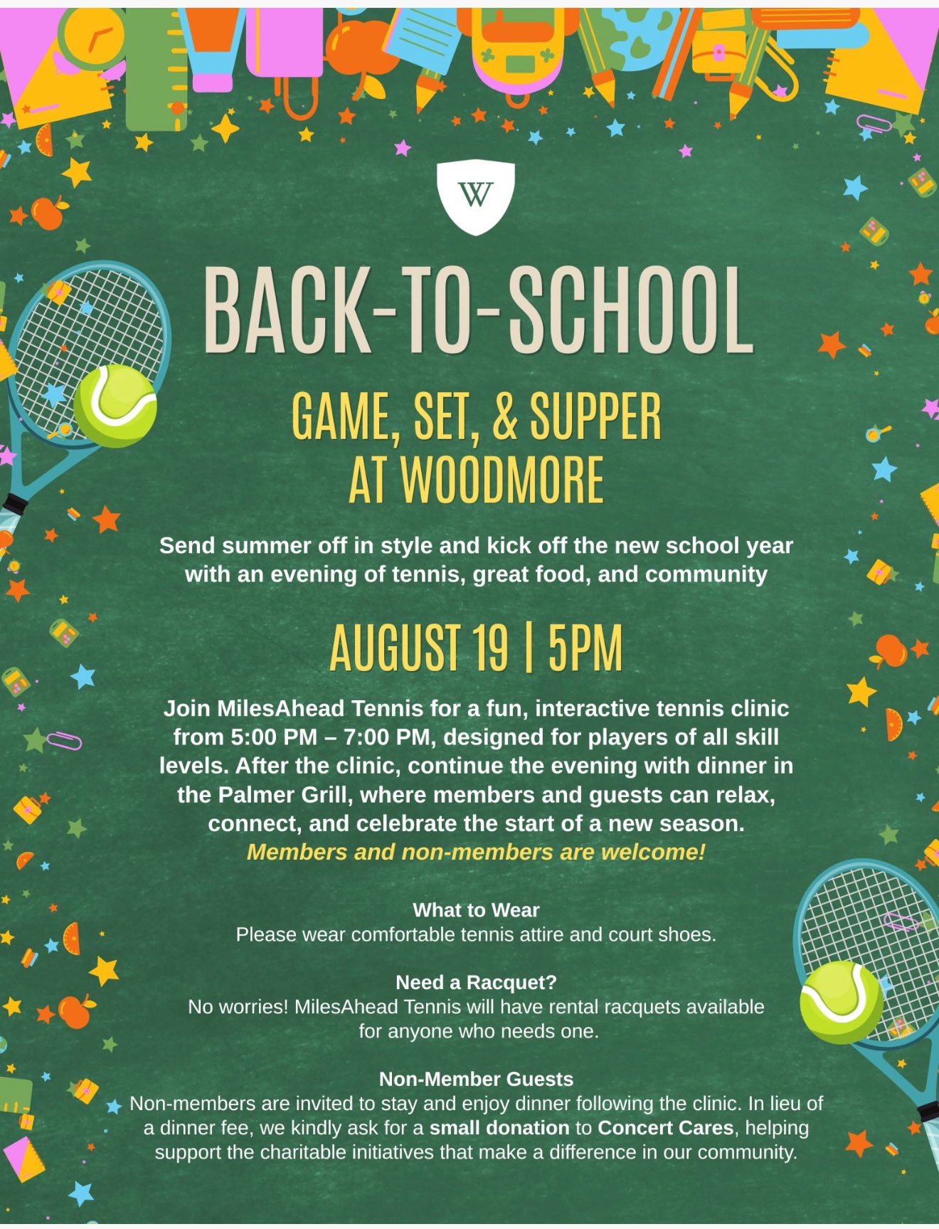 Woodmore’s Back-to-School Game, Set & Supper!